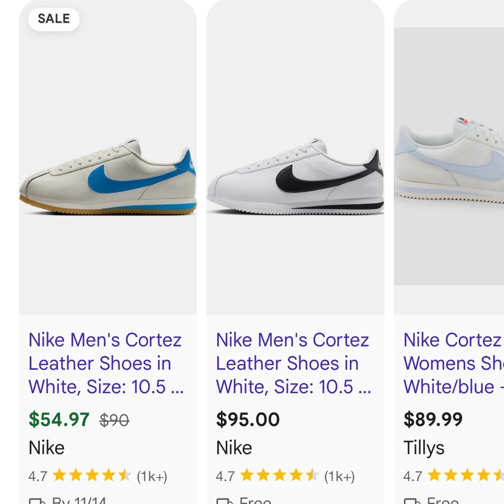 Nike Cortez Men's White and Navy Sneakers - Picture 7 of 7